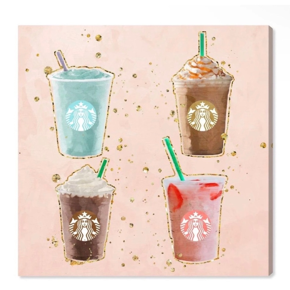 Starbucks Frappuccino Wall Art - Pink, Blue, Brown, Red